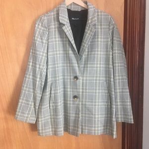 NWT Madewell Large long plaid two button blazer